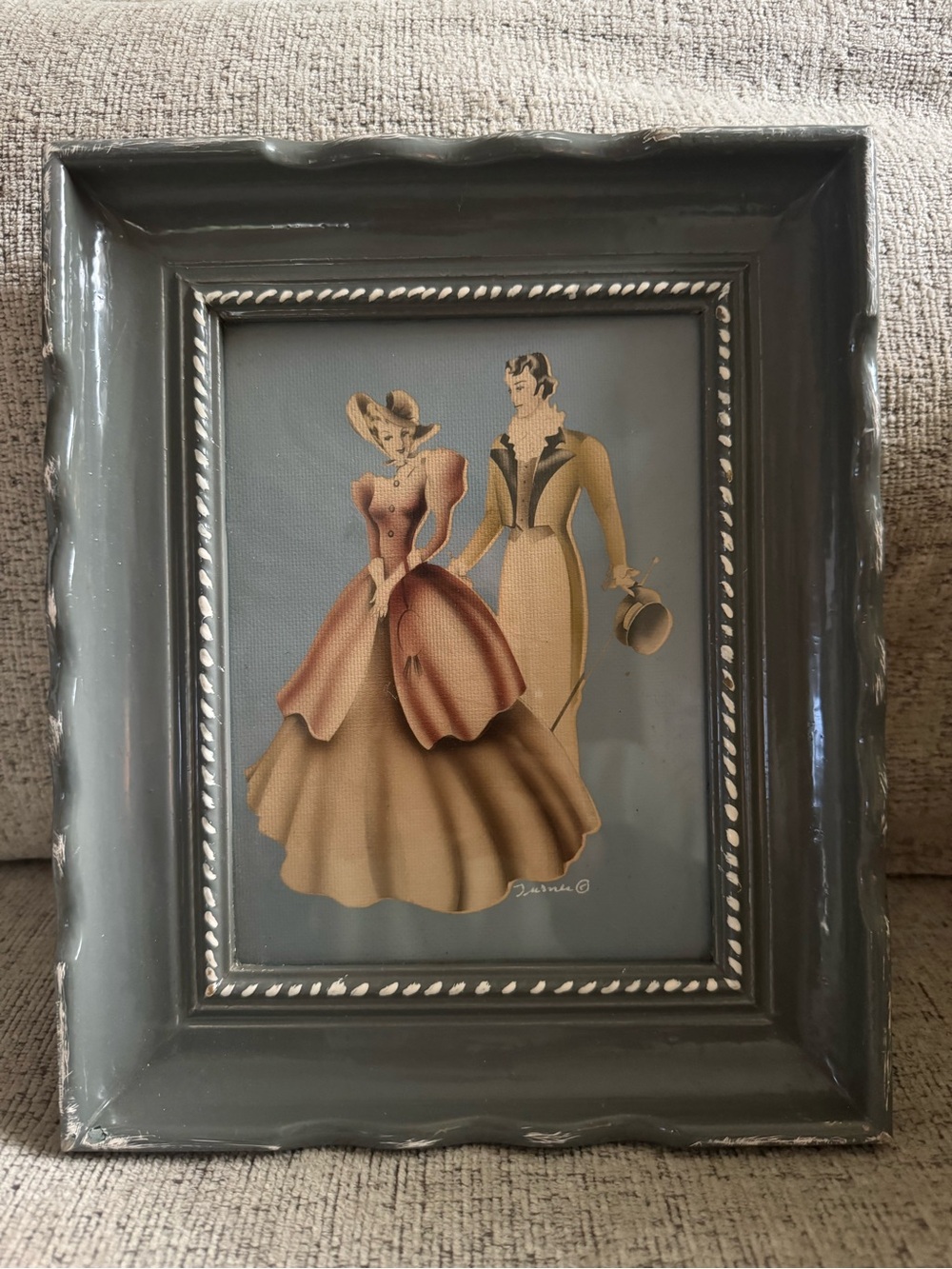 Vintage-Style Framed Fashion Print